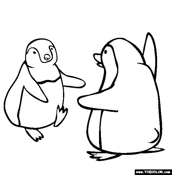 Happy Penguins Coloring Page